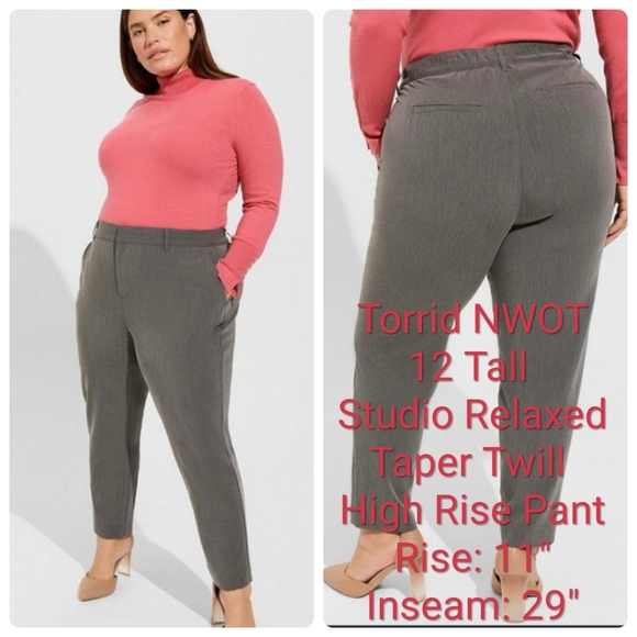 Torrid NWOT Size 12 Tall Studio Relaxed Taper Twill High Rise Pant - Picture 2 of 6